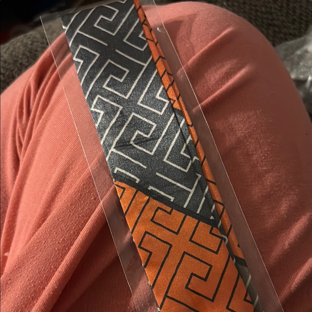 Geometric Patterned Tie in Orange and Gray